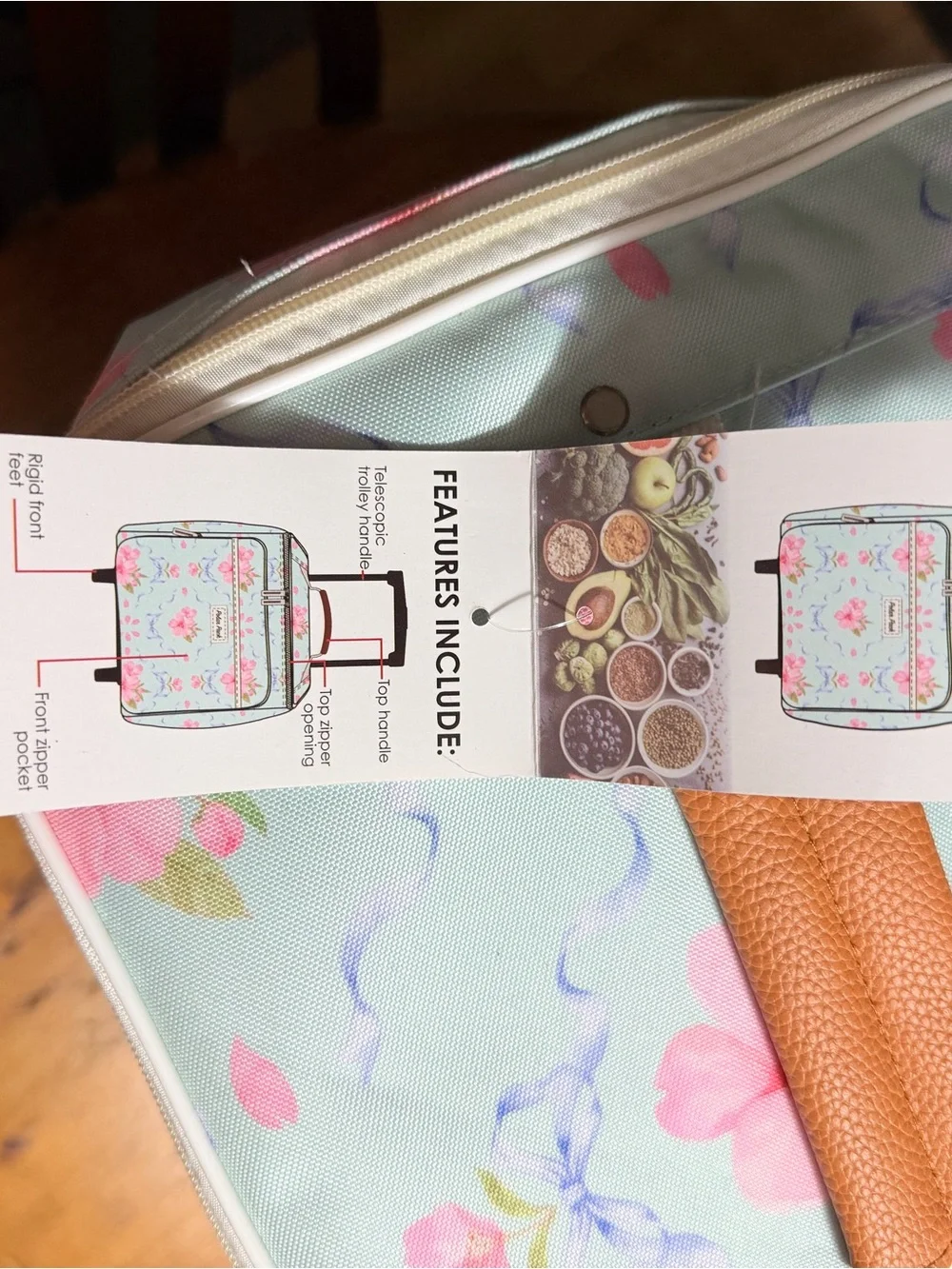 NEW Floral Insulated Cooler Bag in Pastel Mint
